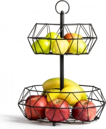 Dwupiętrowy metalowy kosz na owoce czarny