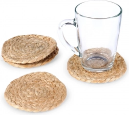Naturalne jutowe podkładki pod szklanki 10 cm, zestaw 4 szt.