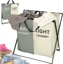 Dwukomorowy kosz na pranie z organizerem do sortowania