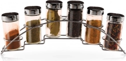 Stojak na przyprawy ze szklanymi słoiczkami, zestaw 7‑częściowy