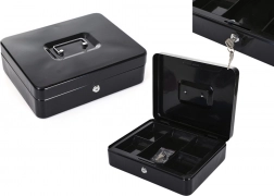 Dwuwarstwowa metalowa kasetka z przegrodami i dwoma kluczami czarna