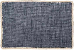 Prostokątna podkładka stołowa 45 × 30 cm, ciemnoniebieska z beżową lamówką
