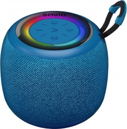 bezprzewodowy głośnik bluetooth savio z podświetleniem rgb, 5 w, ipx4, niebieski