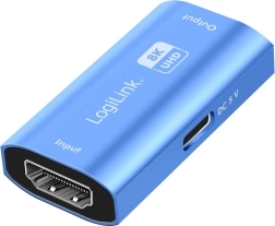 Repeater HDMI 8K/60Hz HDCP2.3, niebieskie aluminium