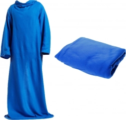 Koc polarowy z rękawami XXL niebieski