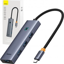 Rozdzielacz USB-C na 4× USB 3.0 Baseus UltraJoy (kosmiczna szarość)