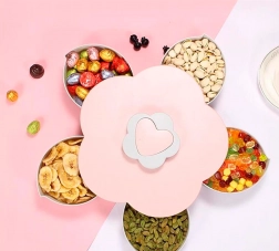 Pojemnik do serwowania w kształcie kwiatu na orzechy, słodycze – różowy