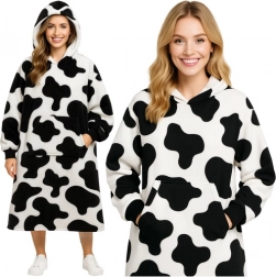 Bluza-koc RUHHY XXL z kapturem czarno-biała