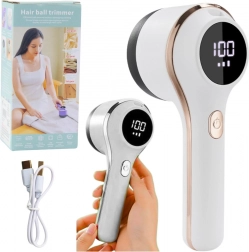 Elektryczna golarka do ubrań z wyświetlaczem LED, 3 prędkości – biała