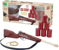 Vilac strzelba Dziki Zachód – drewniana zabawka na gumki z strzelaniem do puszek