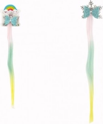 Spinka do włosów śnieżynka z tęczową treską i kokardą