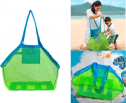 Duża siatkowa torba plażowa na zabawki - Niebieska