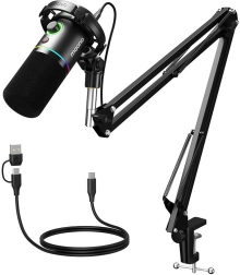 Dynamiczny mikrofon USB/XLR Maono PD200XS z podświetleniem RGB – czarny