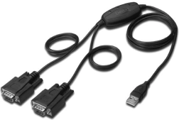 Adapter USB 2.0 na 2x RS232 (DB9) z kablem USB A M/Ż długość 1,5m