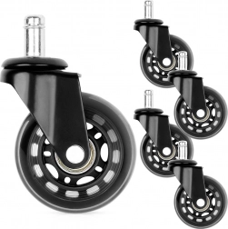 Kółka do krzesła biurowego z kauczuku 63 mm, trzpień 10 mm, 5 szt.