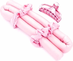 Różowy elastyczny wałek do włosów