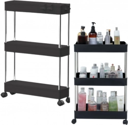 Mobilny regał biblioteczny z 3 półkami na kółkach – czarny