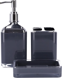 Zestaw akcesoriów łazienkowych 3 sztuki BERRETTI, antracyt + chrom