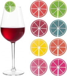 Silikonowe znaczniki na kieliszki i szklanki, 8 szt.