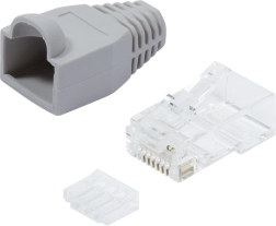 Złącza RJ45 CAT.6 z ochroną, szare, opakowanie 100 szt.