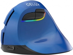 Bezprzewodowa pionowa mysz Delux M618 Mini z RGB, BT i 2,4 GHz (niebieska)