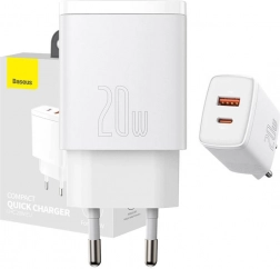 Baseus 20W ładowarka sieciowa z szybkim ładowaniem z USB‑C i USB (czarna)
