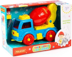 Rozkładana betoniarka z narzędziami i figurką, 29 elementów