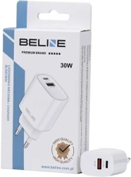 Ładowarka sieciowa 30W GaN z USB-C i USB-A Beline – Biała