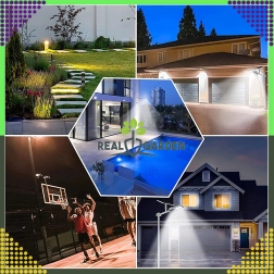 Solarny ogrodowy kinkiet na słup 300 W, 299 LED, panel uliczny