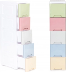 Dziecięcy regał z 5 wysuwanymi szufladami na kółkach ModernHome