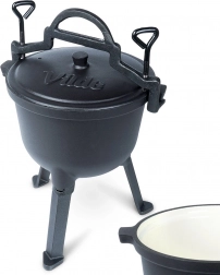 Emaliowany żeliwny kociołek na nóżkach z pokrywką CAST LINE 4 l