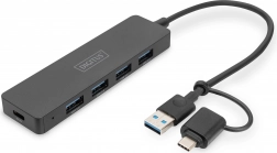 USB Hub 4-portowy SlimLine z adapterem USB-C