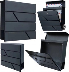 Duża antracytowa skrzynka na listy i gazety A4 37 × 37 × 11 cm