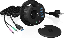 Nablatowy hub ICY BOX 80 mm z 4× USB 3.0, audio i gniazdkiem 230 V