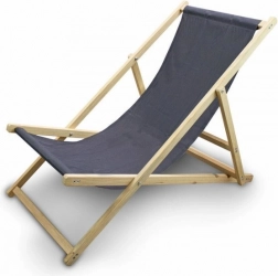 Drewniane składane leżak plażowy i ogrodowy z regulacją, antracyt