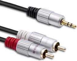 Kabel audio 2x RCA na mini jack 3,5 mm, 3 m, czarny