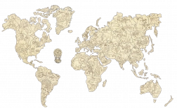 Drewniana mapa świata ze zwierzątkami rozmiar M (57 × 38 cm) WOODEN CITY