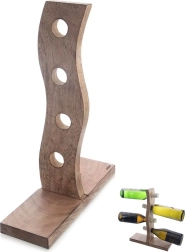 Drewniany stojak na wino z drewna mango na 4 butelki 30,5 × 39,5 cm