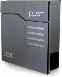 Nowoczesna skrzynka pocztowa z uchwytem na gazety, grafitowa, stal ocynkowana BITUXX