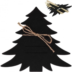 Zestaw świątecznych etui na sztućce w kształcie choinki, czarne, 4 szt.