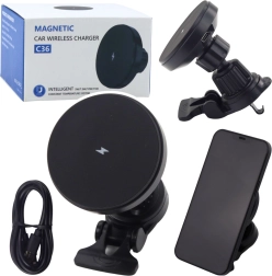 Magnetyczny uchwyt samochodowy z bezprzewodowym ładowaniem 15 W