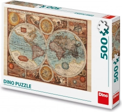 Dino Puzzle starożytna mapa świata - 500 elementów