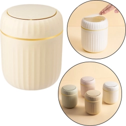 Mini kosz na śmieci z otwieraną pokrywką, beżowy