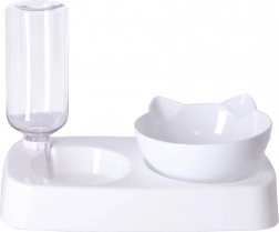 Miska z automatycznym dozownikiem wody dla psa i kota 2w1 - biała