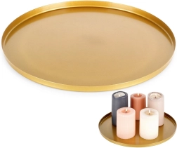 Metalowa złota taca na świece i dekoracje 30 cm