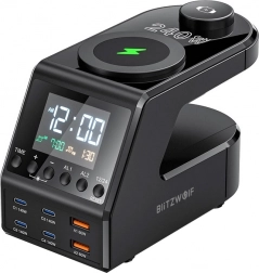 Budzik z stacją ładowania BlitzWolf BW-FW10, 2× USB‑A, 4× USB‑C, 240 W