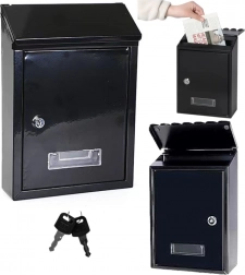 Skrzynka pocztowa z ocynkowanej stali, czarna 26,5 × 18,5 × 6,5 cm