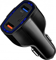 ŁADOWARKA SAMOCHODOWA PLS34E. QC 3.0 TYPE-C 2xUSB