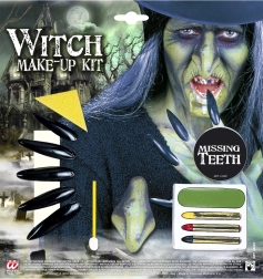 Zestaw czarownicy z makijażem i dodatkami