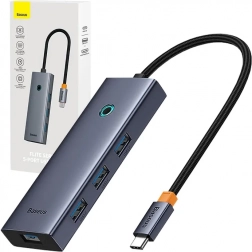 Rozdzielacz USB‑C 5w1 BASEUS UltraJoy z HDMI 4K i 4× USB 3.0 szary